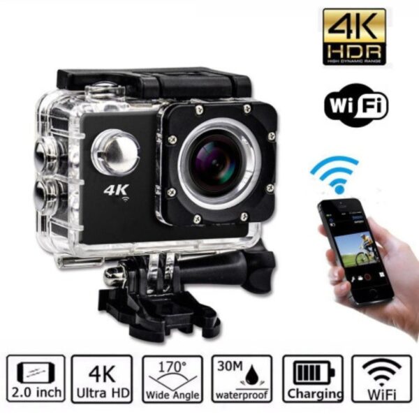 Câmera Filmadora Action Pro 4K Sports ULTRA-HD Wi-fi Esporte Subaquático Controle Remoto Capacete Impermeável - Image 2