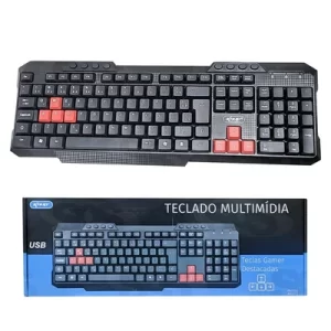 Teclado Multimídia Gamer C/Fio USB Computador KP-2034A+ Knup